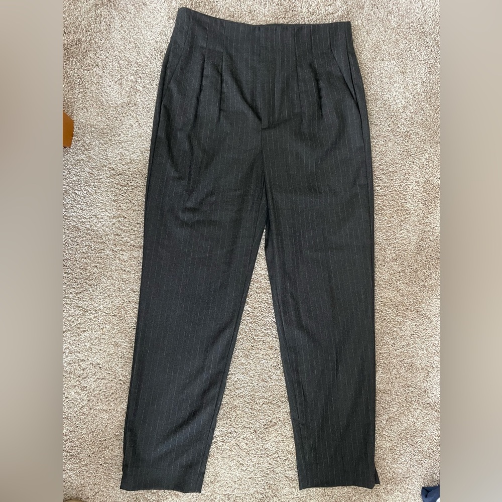Grey pinstripe high waisted Zara trouser pant